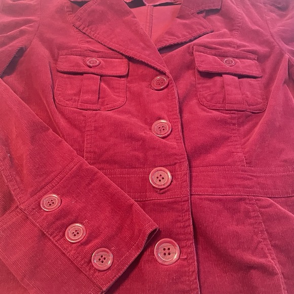 JKLA Red Corduroy Blazer Women's Large Retro Button Front Jacket - Picture 2 of 10
